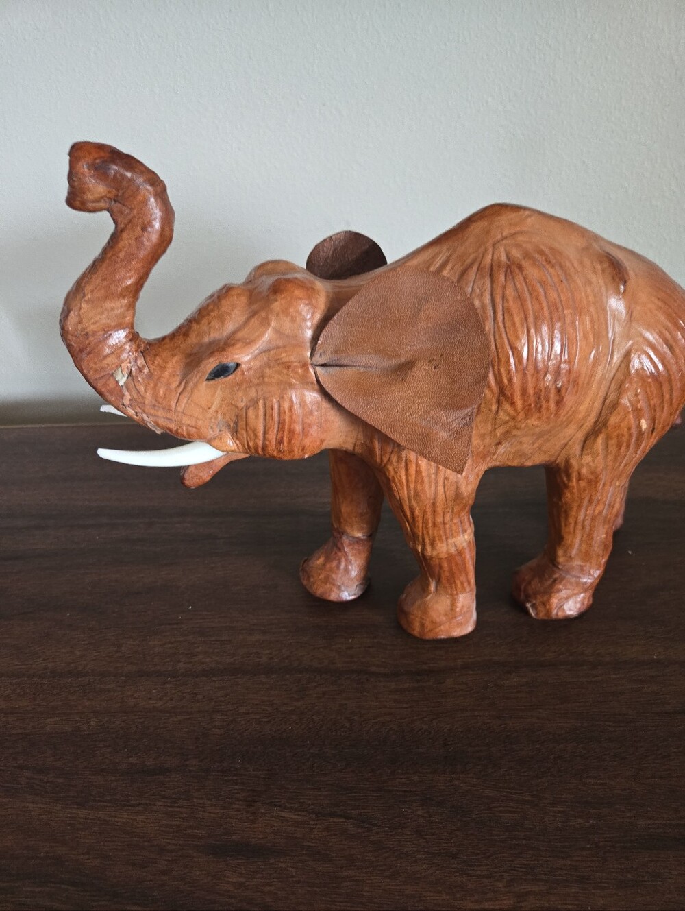 Leather Wrapped Elephant Figurine Rich Pantene